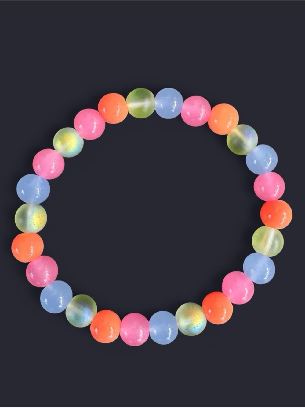 Bubblegum Beam Glass Bead Bracelet